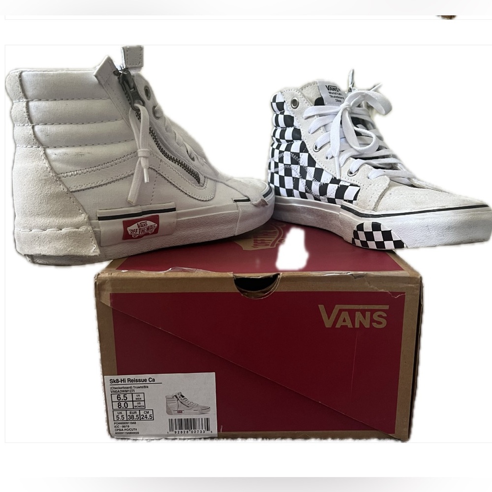 Size 8: VANS Sk8-Hi Reissue Checkerboard